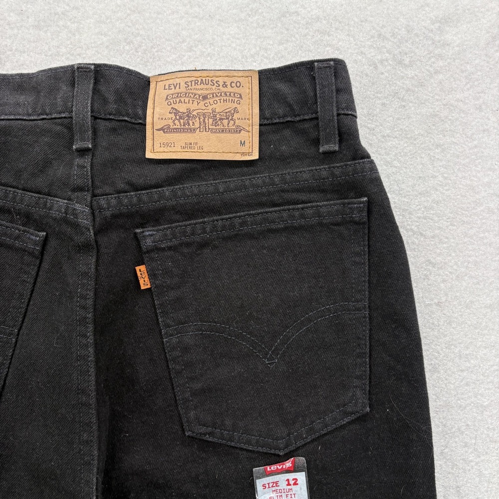 Vintage Levis 912 Jeans Womens 12 Black Slim Fit Tapered Leg Orange Tab Made USA - Picture 10 of 15